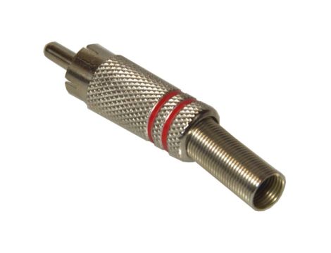 Wtyk RCA metal duży 2 paski czerwony - 2