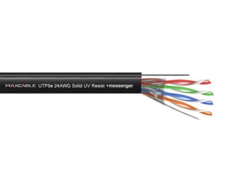 Przewód UTP5E drut Cu UV+ linka nośna MAXCABLE