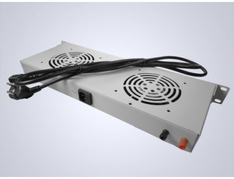 Panel wentylacyjny x2 z termostatem 19" 1U RAL7035 - 2