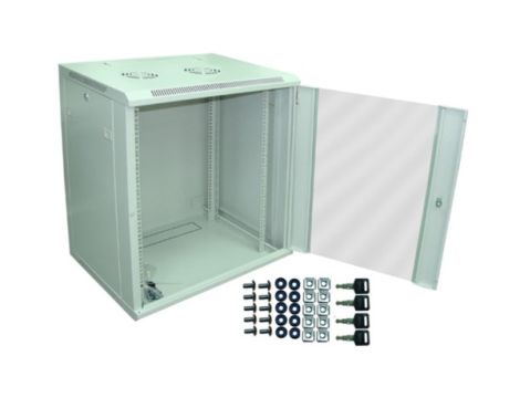 Szafa 19" wisząca ZETA 15U 600x600 RAL7035 szkło - 2