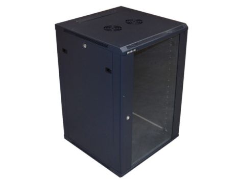 Szafa 19" wisząca ZETA 18U 600x600 RAL9004 szkło