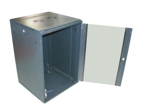 Szafa 19" wisząca ZETA 18U 600x600 RAL9004 szkło - 2