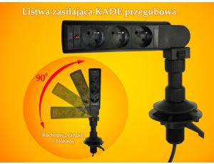 Listwa zasilająca KADE 3 gniazda przegubowa