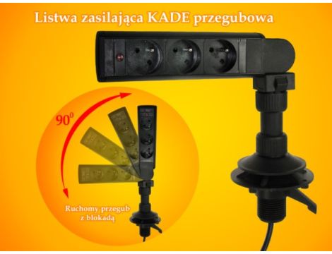 Listwa zasilająca KADE 3 gniazda przegubowa