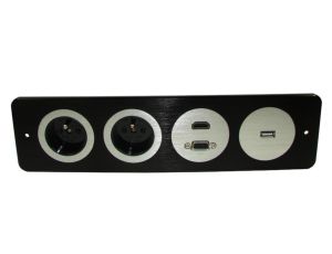 Media port Cova  2*230V 1*HDMI 1*VGA 1*USB czarny