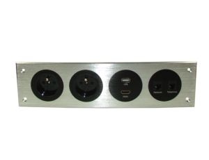 Media port Cova  2*230V 1*HDMI 1*USB 1*RJ45 1RJ11