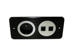 Media port Cova  1*230V 1*RJ45 1*RJ11 czarny