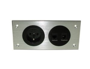 Media port Cova  1*230V 1*RJ45 1*RJ11 srebrny