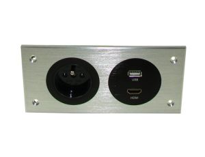 Media port Cova  1*230V 1*HDMI 1*USB srebrny