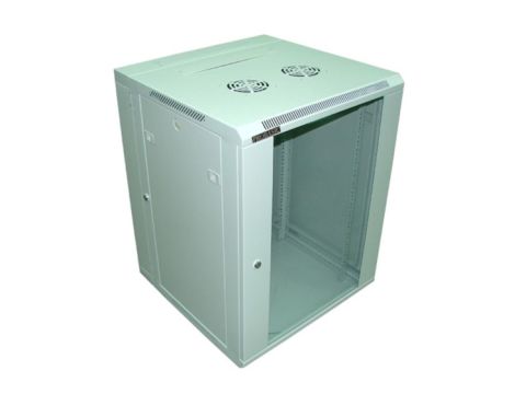Szafa 19" wisząca KERN 15U 600x600 RAL7035 szkło