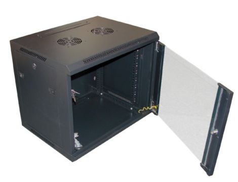 Szafa 19" wisząca ZETA  9U 600x450 RAL9004 szkło - 2