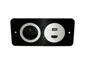 Media port Cova  1*230V 1*HDMI 1*USB czarny