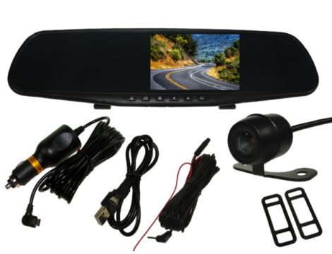 Car DVR 4,3" w lusterku 720p  + kamera cofania