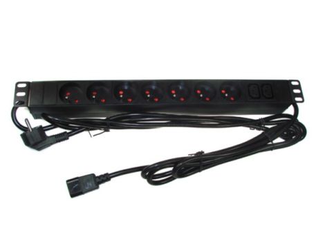 Listwa zasilająca 1U 19" 7 gniazd+C13 dwubiegunowa