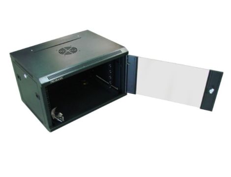 Szafa 19" wisząca ZETA  6U 600x450 RAL9004 szkło - 2