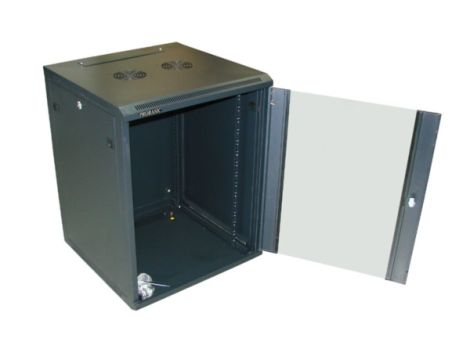 Szafa 19" wisząca ZETA 15U 600x600 RAL9004 szkło - 2