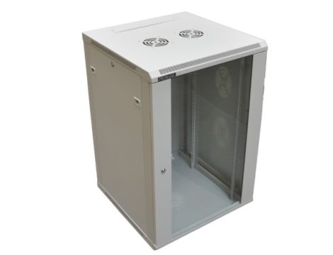 Szafa 19" wisząca ZETA 18U 600x600 RAL7035 szkło