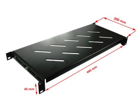 Półka regulowana 19" 1U głębokość 200mm V RAL9004 - 3