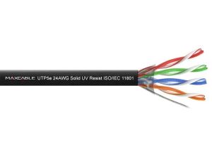 Przewód UTP5E drut Cu UV czarny 305m MAXCABLE