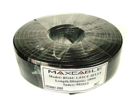 Przewód RG6U 1,02Cu żelowany UV czarny 100m MAXCAB - 2