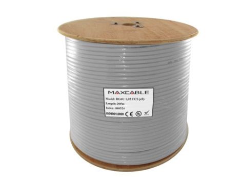 Przewód RG6U 1,02CCs żelowany biały 305m MAXCABLE - 2
