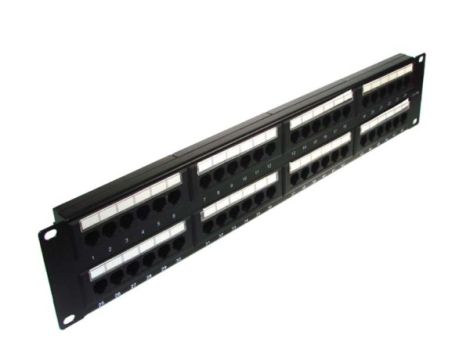 Patch panel 48-port UTP5e 2U 19" złącza dual bloc-