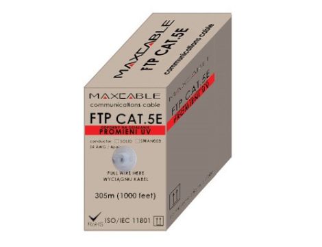 Przewód FTP5E drut Cu UV czarny 305m MAXCABLE - 2