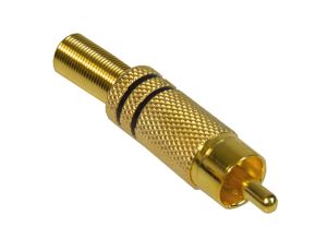Wtyk RCA 6mm złoty metal czarny