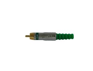 Wtyk RCA złoty RGB chrom/teflon zielony pasek---
