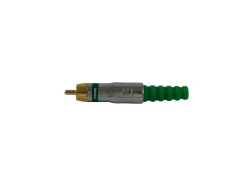 Wtyk RCA złoty RGB chrom/teflon zielony pasek---