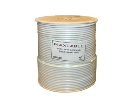 Przewód RG6U 1,02Cu żelowany biały 300m MAXCABLE - 2