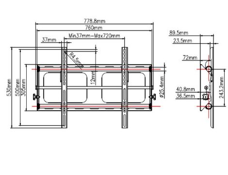 Uchwyt LCD TV 37"-50" 75kg srebrny - 2