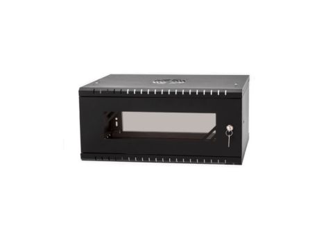 Szafa rack 19"  4U wisząca 450mm RAL9004 drzwi szk