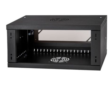 Szafa rack 19"  4U wisząca 450mm RAL9004 drzwi szk - 2