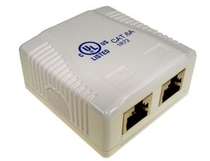Puszka natynkowa cat 6A 2x RJ-45 STP zatrzaskowa