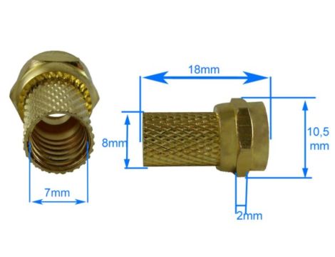 Wtyk F RG6 18mm złoty -- - 4