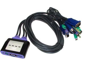 Przełącznik KVM 4/1 PS/2 +audio z kablami mini-
