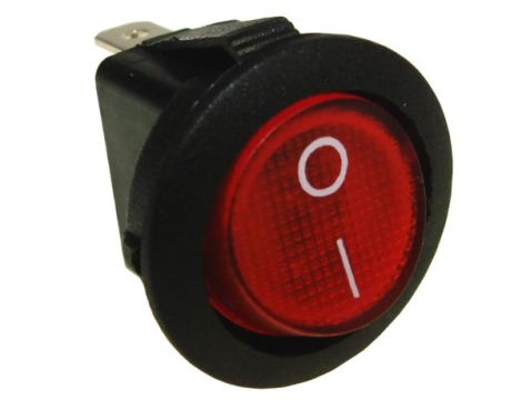 Przełącznik podświetlany okrągły czerw 250V/6A --