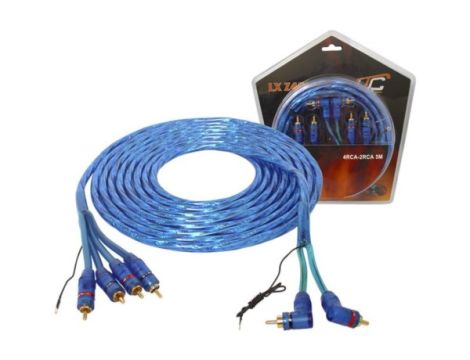 Kabel 2*RCA- 4*RCA 5m  z żyłą sterującą kątowo -- - 2
