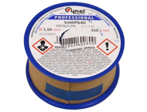 Cyna 1,50/ 250g Sn60Pb40 z topnikiem Cynel