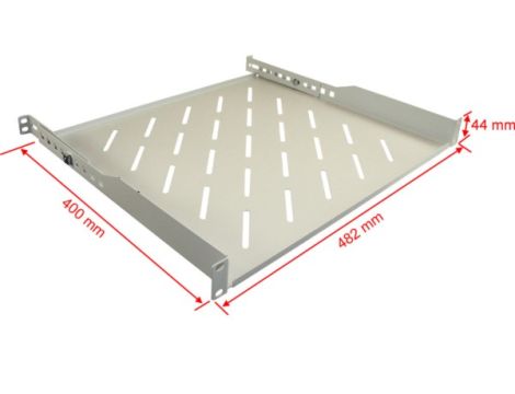 Półka regulowana 19" 1U głębokość 400mm V RAL7035 - 3