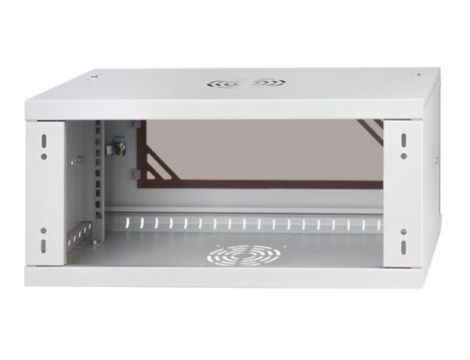 Szafa rack 19"  4U wisząca 450mm RAL7035 drzwi szk - 2