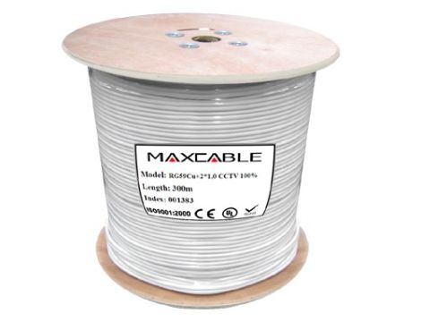 Przewód RG59+2*1,0mm CCTV 100%  300m MAXCABLE - 5