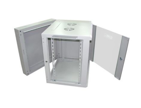 Szafa rack 19" 12U wisząca 2-sekcje 600x600 szklan - 3